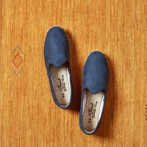 Sabah Handmade Baleen Blue Leather Slipons Woven